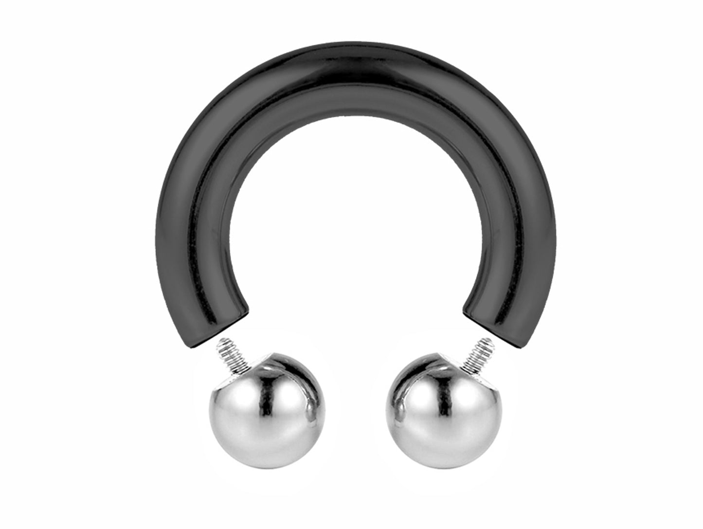 Black Septum Ring Internally Threaded Horseshoe PA Piercing with Custom Ball Circular Barbell