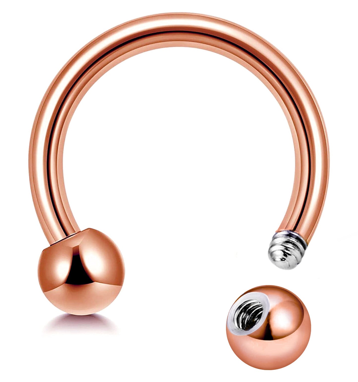 Titanium Rose Gold Septum Jewelry Horseshoe Ring Piercing 18g to 00g  Bull Piercing Also for Nipple, PA Ring, Lips