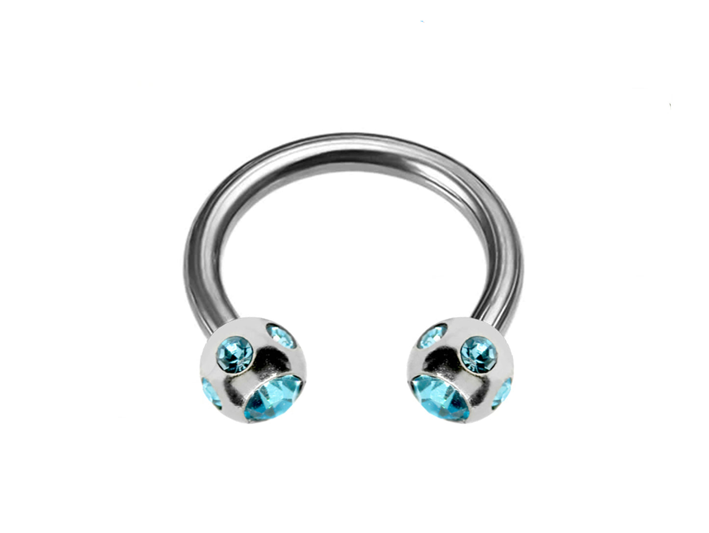 Septum Nose Ring Circular Horseshoe Barbell with Multiple Gem Crystal Ball - Body Piercing for  Tragus Helix Eyebrow ,Nipples