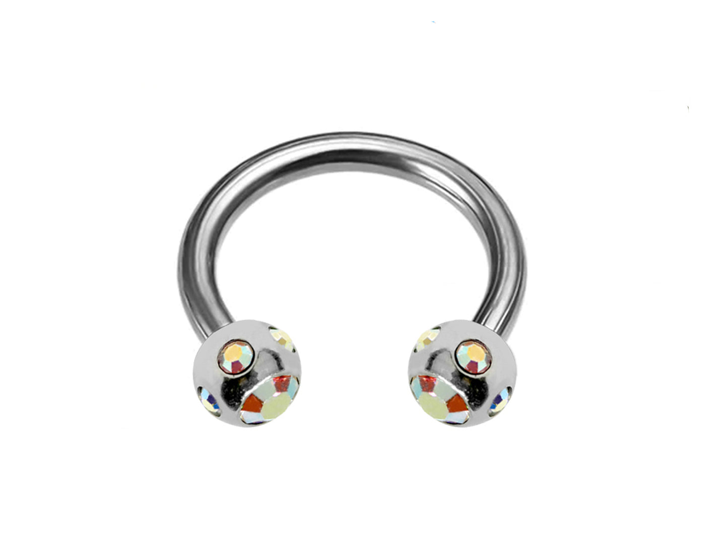 Septum Nose Ring Circular Horseshoe Barbell with Multiple Gem Crystal Ball - Body Piercing for  Tragus Helix Eyebrow ,Nipples