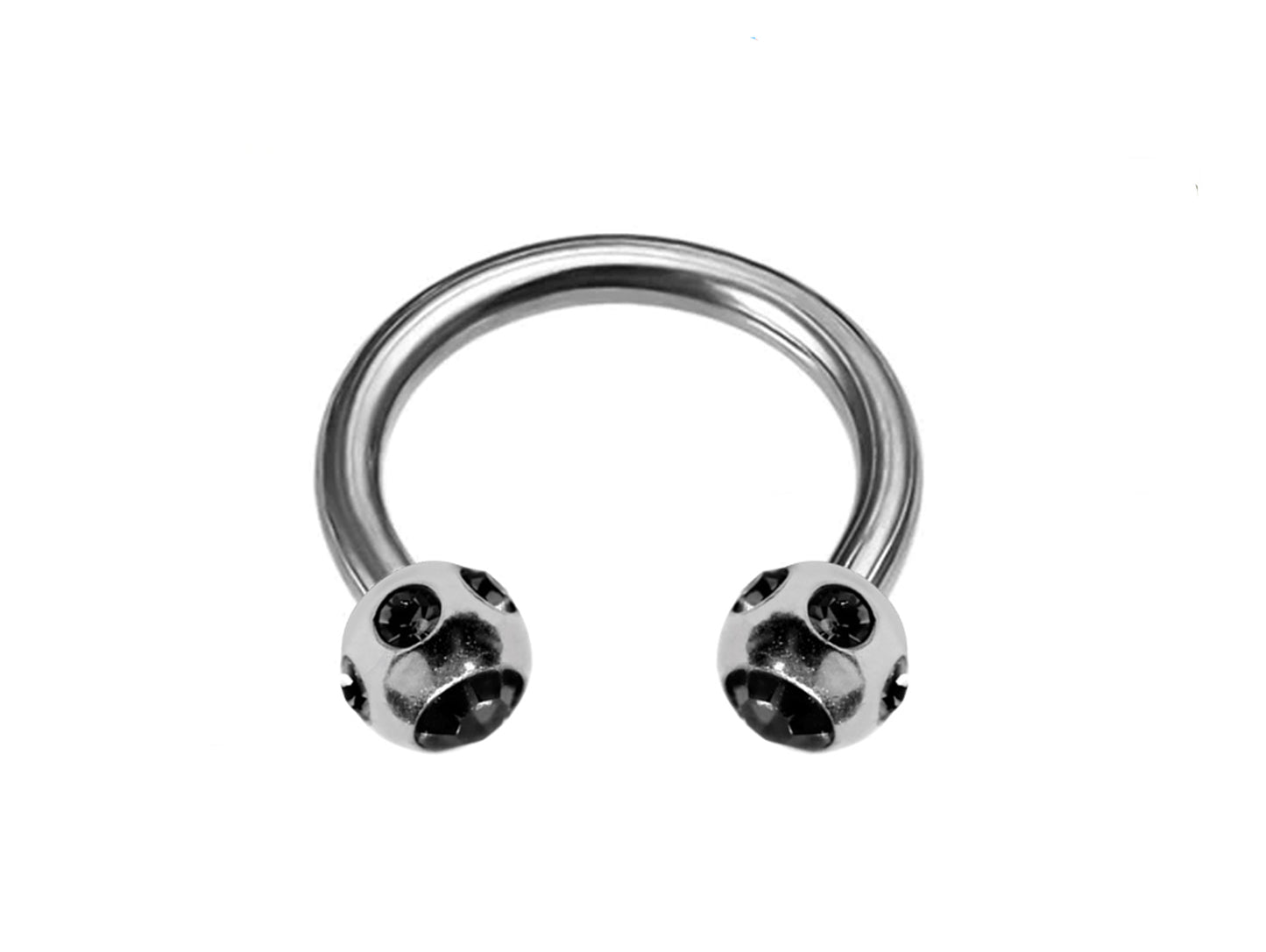 Septum Nose Ring Circular Horseshoe Barbell with Multiple Gem Crystal Ball - Body Piercing for  Tragus Helix Eyebrow ,Nipples