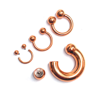Titanium Rose Gold Septum Jewelry Horseshoe Ring Piercing 18g to 00g  Bull Piercing Also for Nipple, PA Ring, Lips