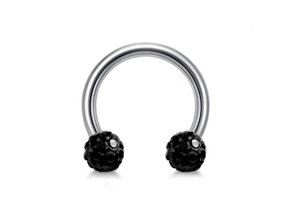 Septum Jewellery Circular Horseshoe Barbell with Disco Ball Crystal - Body Piercing for  Tragus Helix Eyebrow ,Nipples