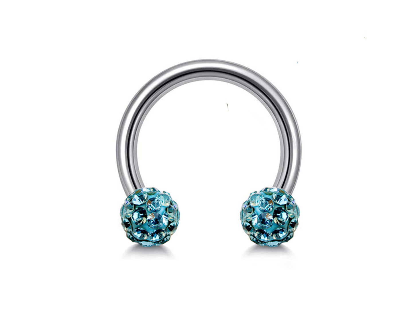 Septum Jewellery Circular Horseshoe Barbell with Disco Ball Crystal - Body Piercing for  Tragus Helix Eyebrow ,Nipples