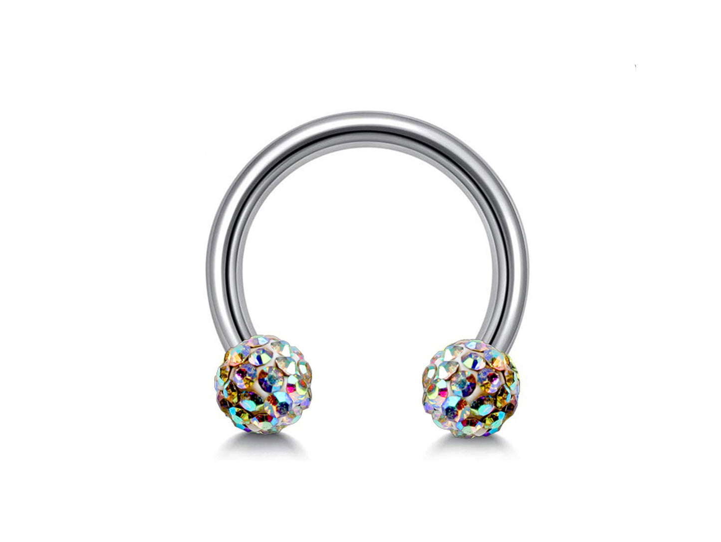 Septum Jewellery Circular Horseshoe Barbell with Disco Ball Crystal - Body Piercing for  Tragus Helix Eyebrow ,Nipples