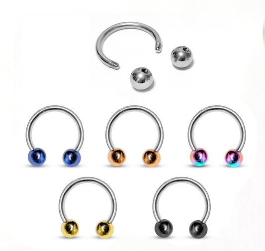 Circular Barbell CBB Septum Ring Jewelry Steel Horseshoe Piercing with Custom Ball Colors