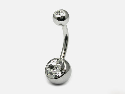 Belly Bar Piercing with Both Jewel - 14G Navel Piercing Body Jewellery Crystal Belly Button Rings