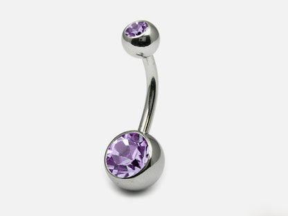 Belly Bar Piercing with Both Jewel - 14G Navel Piercing Body Jewellery Crystal Belly Button Rings