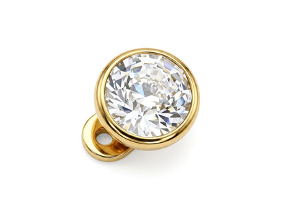 18K Gold Dermal Anchor Piercing 16G with Top gemstones, Skin Jewellery