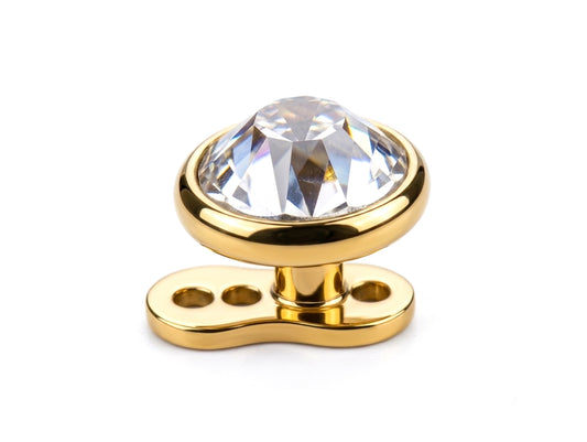18K Gold Dermal Anchor Piercing 16G with Top gemstones, Skin Jewellery