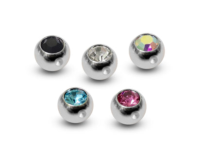 CZ Crystal Dimple Balls for BCR Ring: Titanium (2pcs)