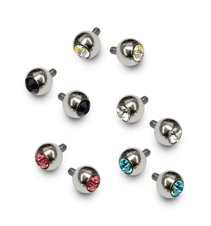 Internally Threaded Piercing Ball Replacement 2pcs Loose Parts Gem Ball CZ Crystals Body Jewellery Attachment