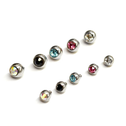 Internally Threaded Piercing Ball Replacement 2pcs Loose Parts Gem Ball CZ Crystals Body Jewellery Attachment