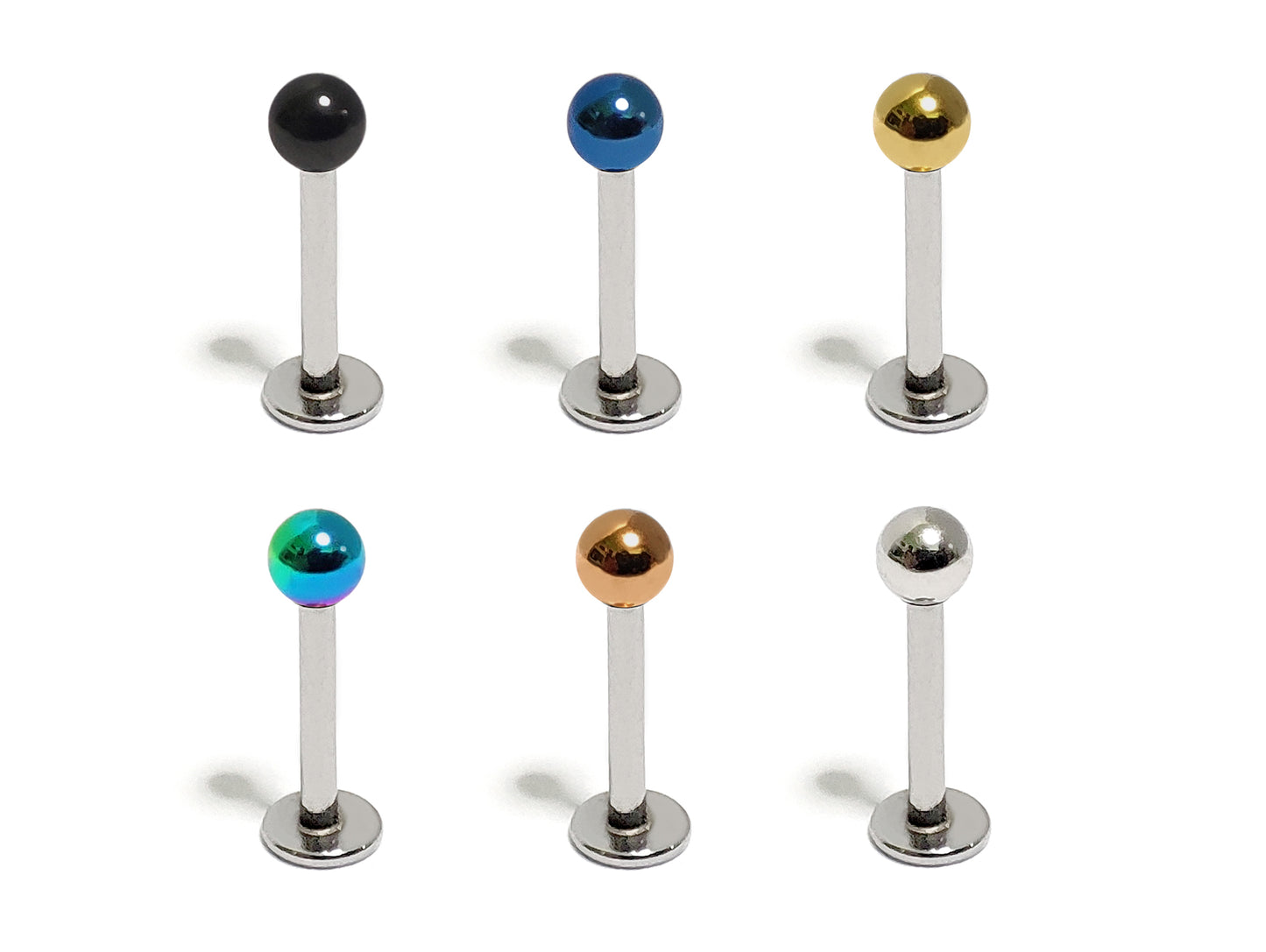 Labret Stud Lip Piercing Jewelry, Tragus Earring with Custom Ball Colors - Body Jewellery 18g 16g 14g