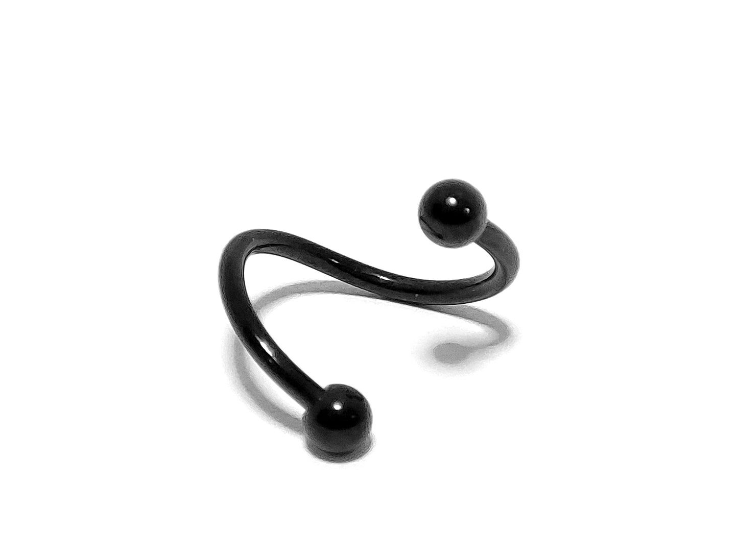 Black Spiral Lip Ring, Helix Twisted Bar Earrings with Custom Ball Colors - Body Jewellery 16g 14g