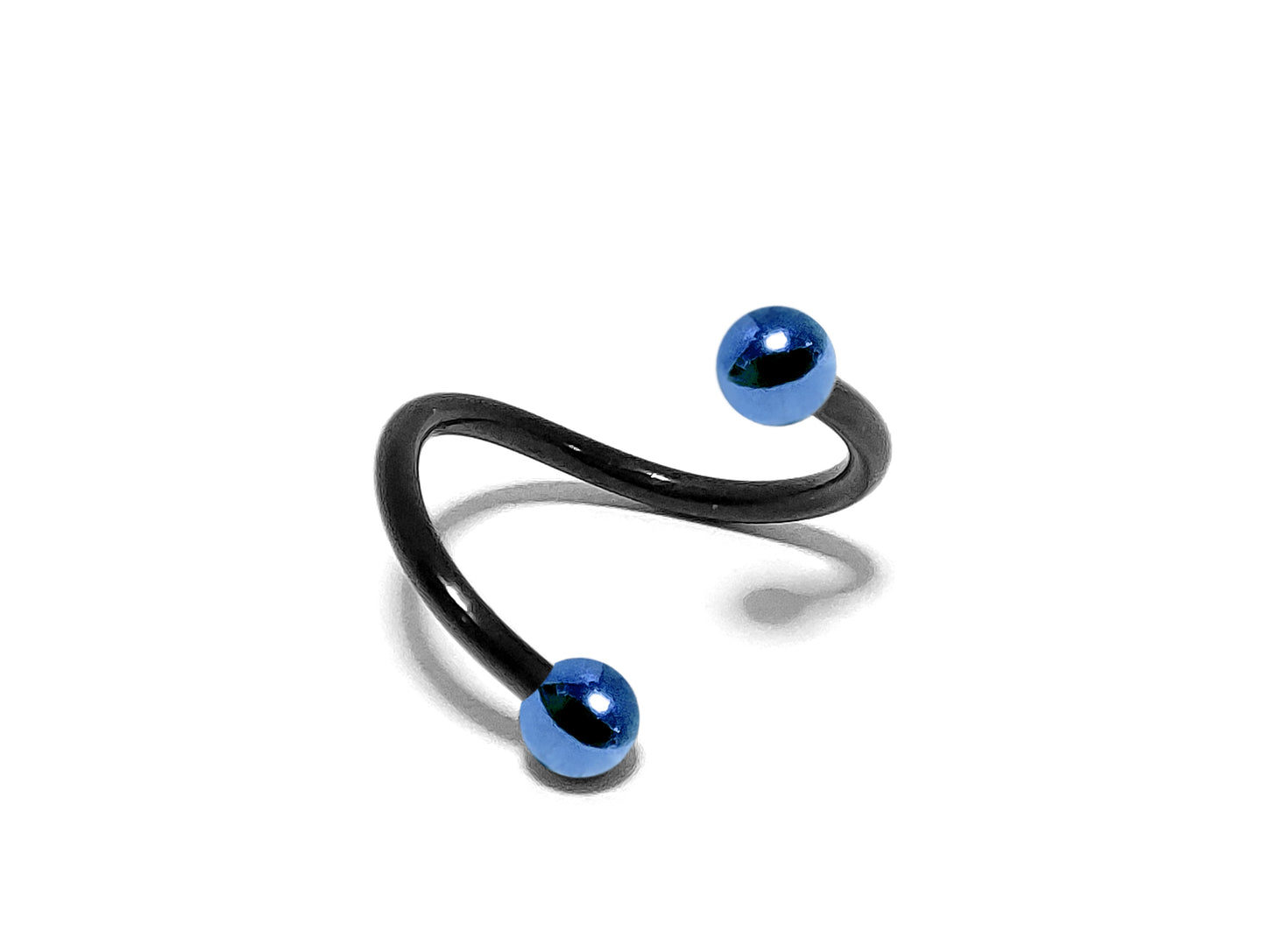 Black Spiral Lip Ring, Helix Twisted Bar Earrings with Custom Ball Colors - Body Jewellery 16g 14g