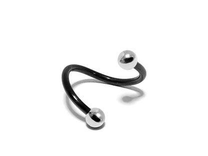 Black Spiral Lip Ring, Helix Twisted Bar Earrings with Custom Ball Colors - Body Jewellery 16g 14g