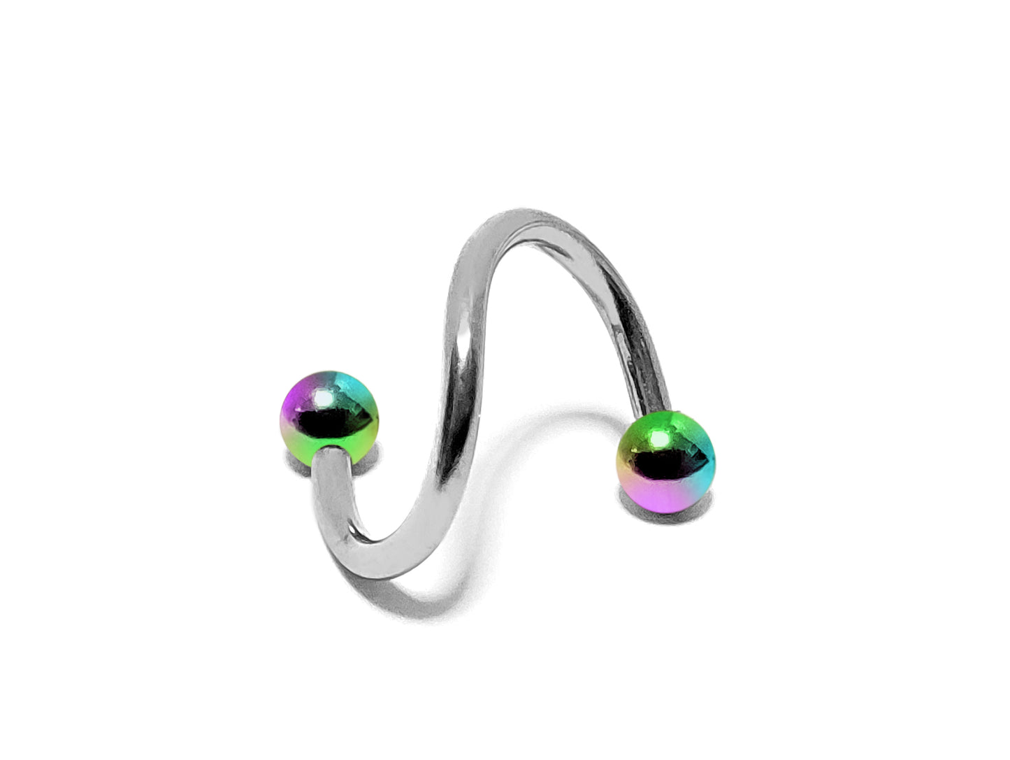 Twisted Barbell Helix Ring Cartilage, Lip Jewelry with Custom Ball Colors - Body Jewellery 16g 14g