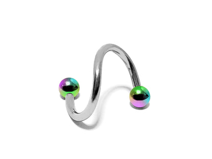 Twisted Barbell Helix Ring Cartilage, Lip Jewelry with Custom Ball Colors - Body Jewellery 16g 14g