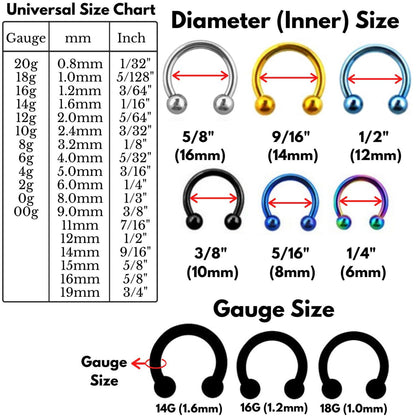 Titanium Spike Piercing, Horseshoe Septum Ring - Spike/ Cone Circular Barbell - Piercing for Septum, Nipple Piercing