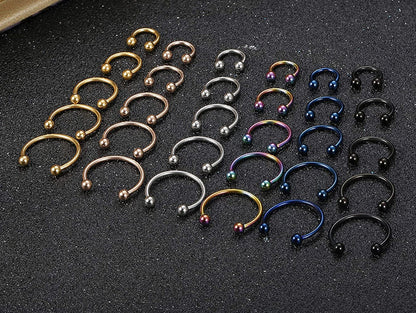 Septum Ring, Horseshoe Barbell- 16g Nose Ring 5pcs Size 6mm to 14mm - Body Piercing for Cartilage Tragus Helix Eyebrow ,Nipple Ear Piercings