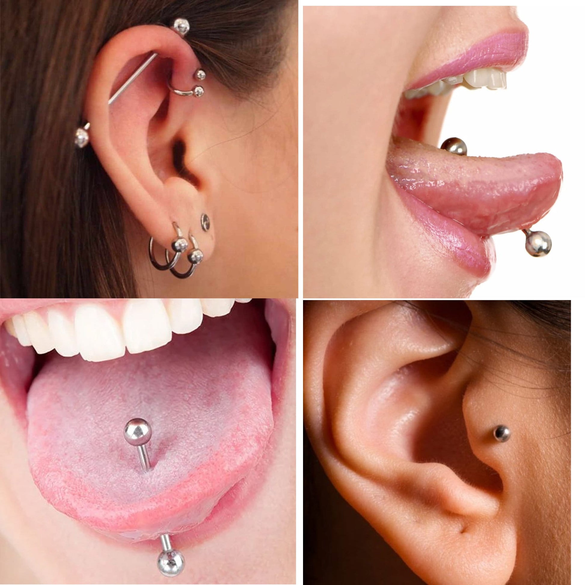 Barbell Earring, Industrial Piercing- Tongue Piercing - Body Piercing Barbells, Daith, Tragus, Helix, Nose Bridge, Nipple Barbells