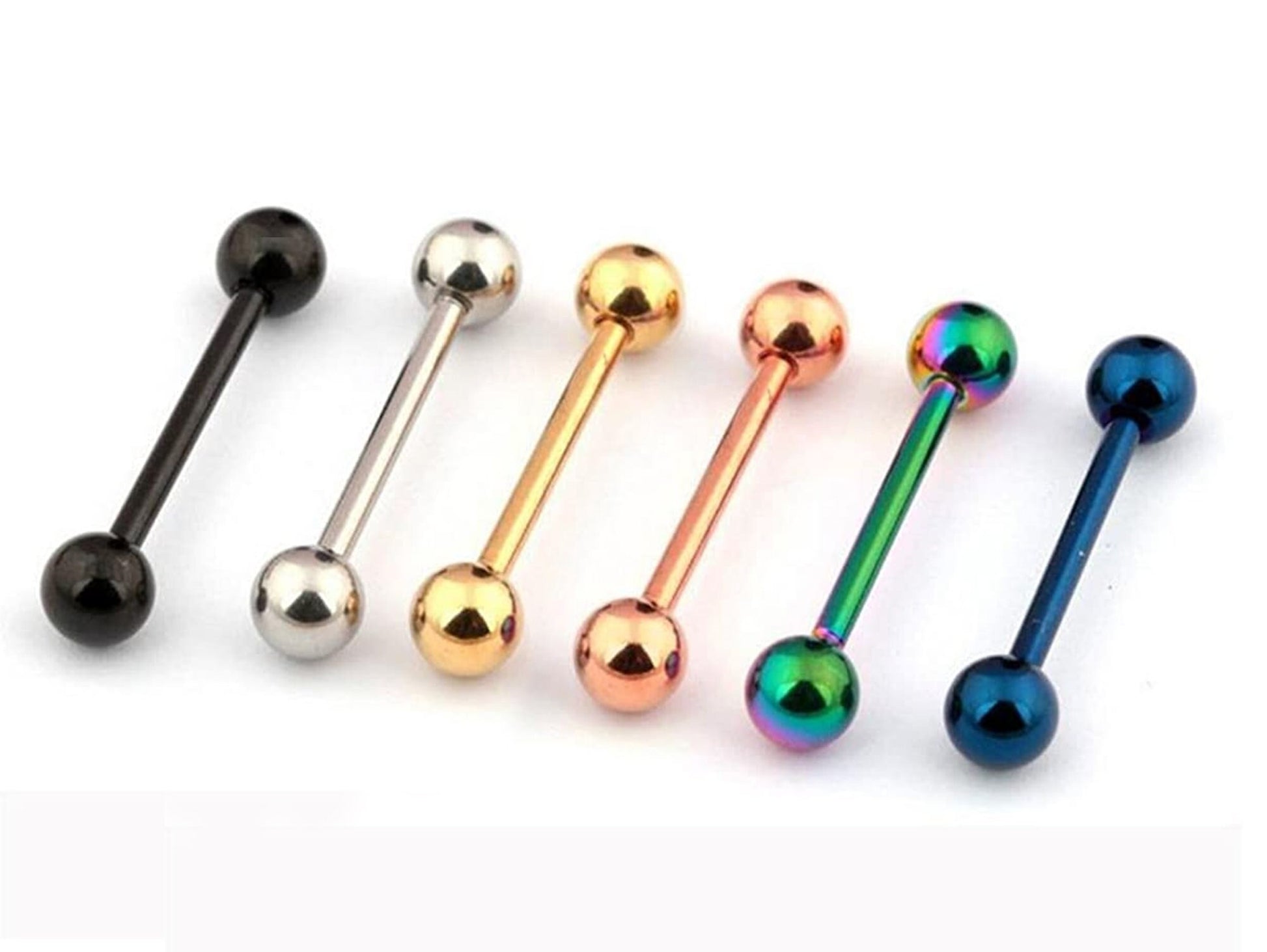 Barbell Earring, Industrial Piercing- Tongue Piercing - Body Piercing Barbells, Daith, Tragus, Helix, Nose Bridge, Nipple Barbells