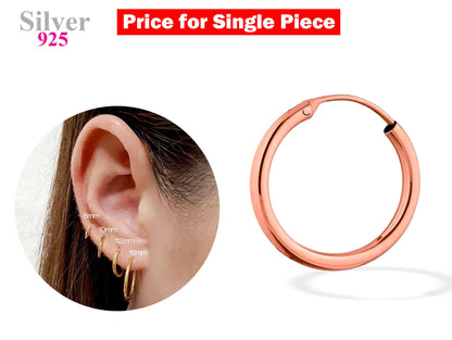 Huggie Earring, Hoop Earring - 1 Piece Unisex Sleeper Hoops From Size 8, 10, 12, 14 and 16mm - Lightweight Round Earrings