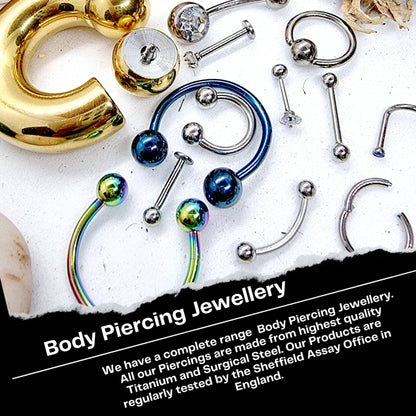 Nose Piercing, Nostril Screw - 5 replacement Balls - Nostril Studs with Ferido Ball CZ Crystals - Body Piercing Nose Jewelry, Nose Pin