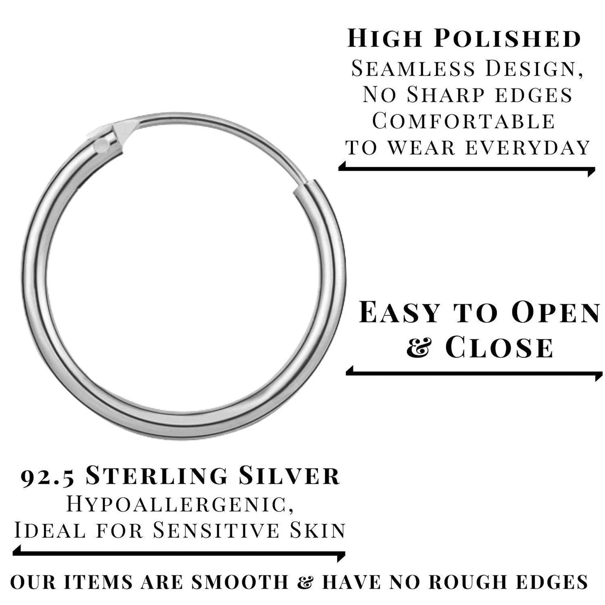 Huggie Earring, Hoop Earring - 1 Piece Unisex Sleeper Hoops From Size 8, 10, 12, 14 and 16mm - Lightweight Round Earrings