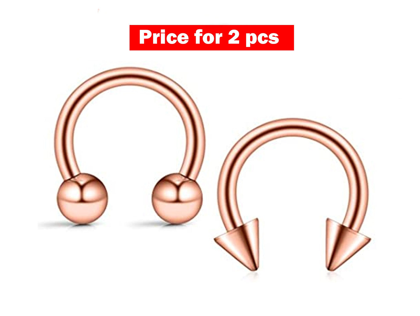 Horseshoe Septum Ring, Cone Circular Barbell - 2 Pieces Ball / Cone Body Piercing - Piercing for Septum Jewelry, Nipple Piercing, Eyebrow