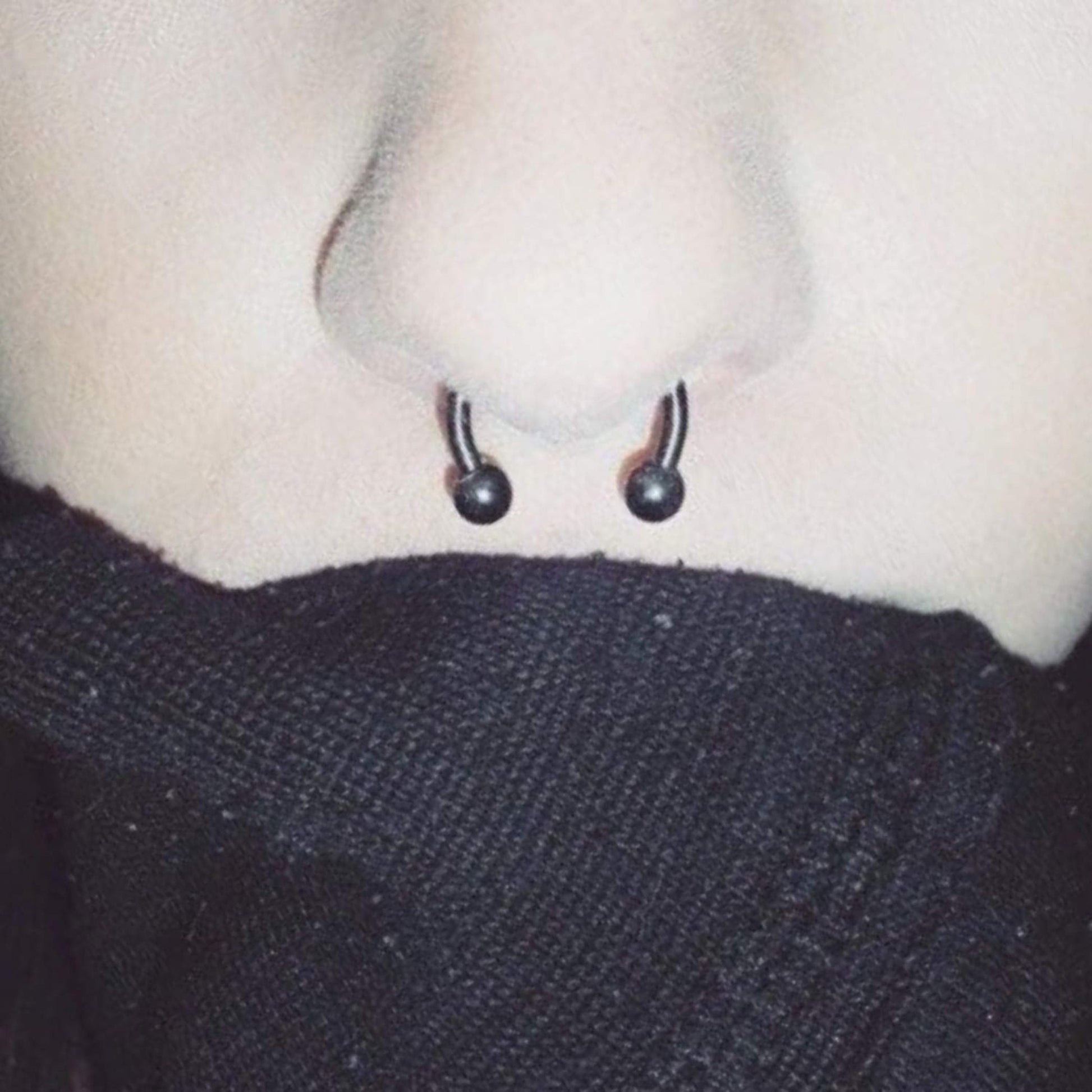 Black Titanium Septum Ring, Horseshoe Barbell Nose Ring Size 10g