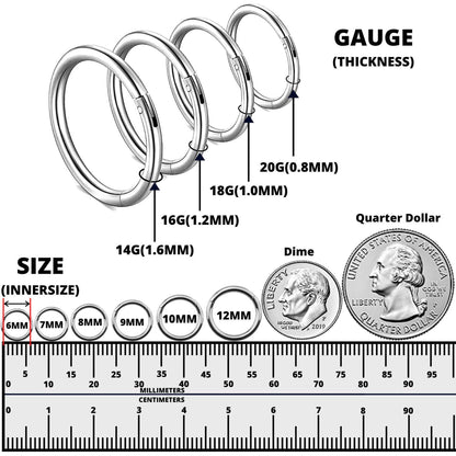 Titanium Clicker Ring / Nose Ring - Color Clicker Cartilage Hoop Body Piercing for Ear Lobe, Tragus, Cartilage, Lip Ring