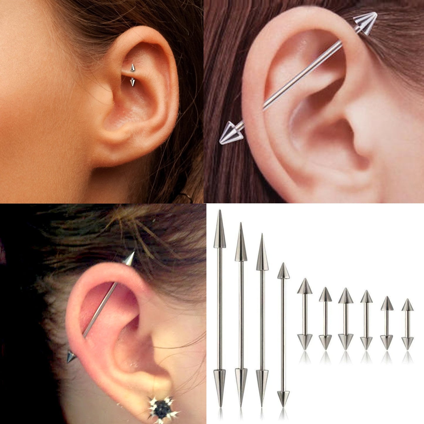 Cone Barbell Piercing, Barbell Earring Piercing - Cone Cartilage Piercing -Body Piercing Barbells, Daith, Tragus, Helix, Tongue Bar