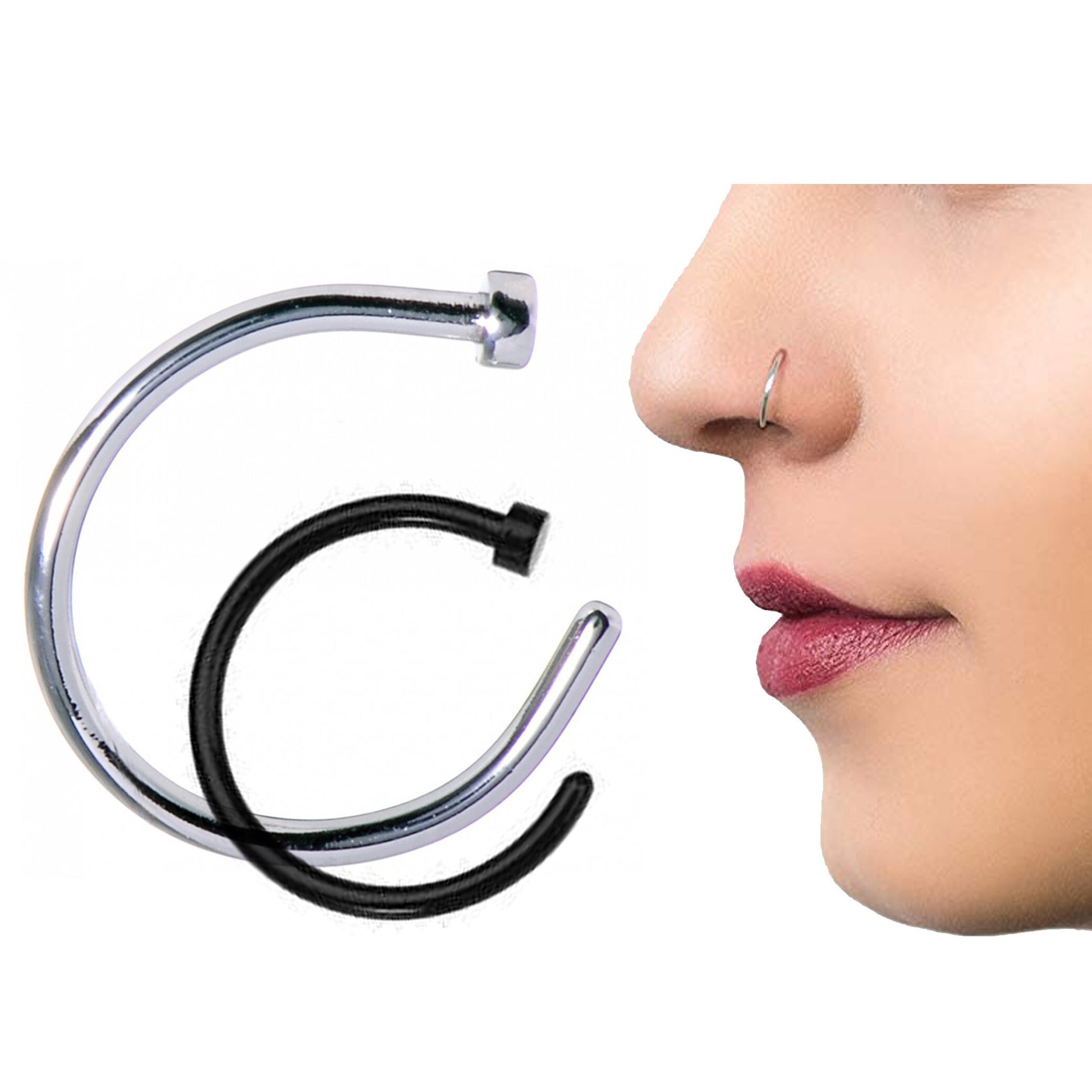 Titanium Nose Hoop Ring, Nose Ring- Color Nose Piercing Body Piercing for Nostril Ring, Nostril Jewelry, Nose Studs - 20g to 16g