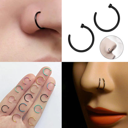 Titanium Nose Hoop Ring, Nose Ring- Color Nose Piercing Body Piercing for Nostril Ring, Nostril Jewelry, Nose Studs - 20g to 16g