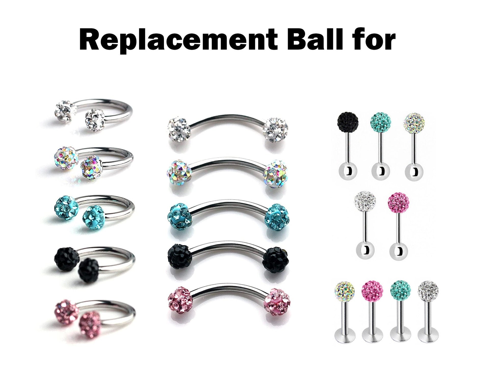 Piercing Balls, Disco Ball Crystal – 5pcs, 10pcs Ferido Ball for Barbell, Labret, Horseshoe Piercing Jewelry Replacement