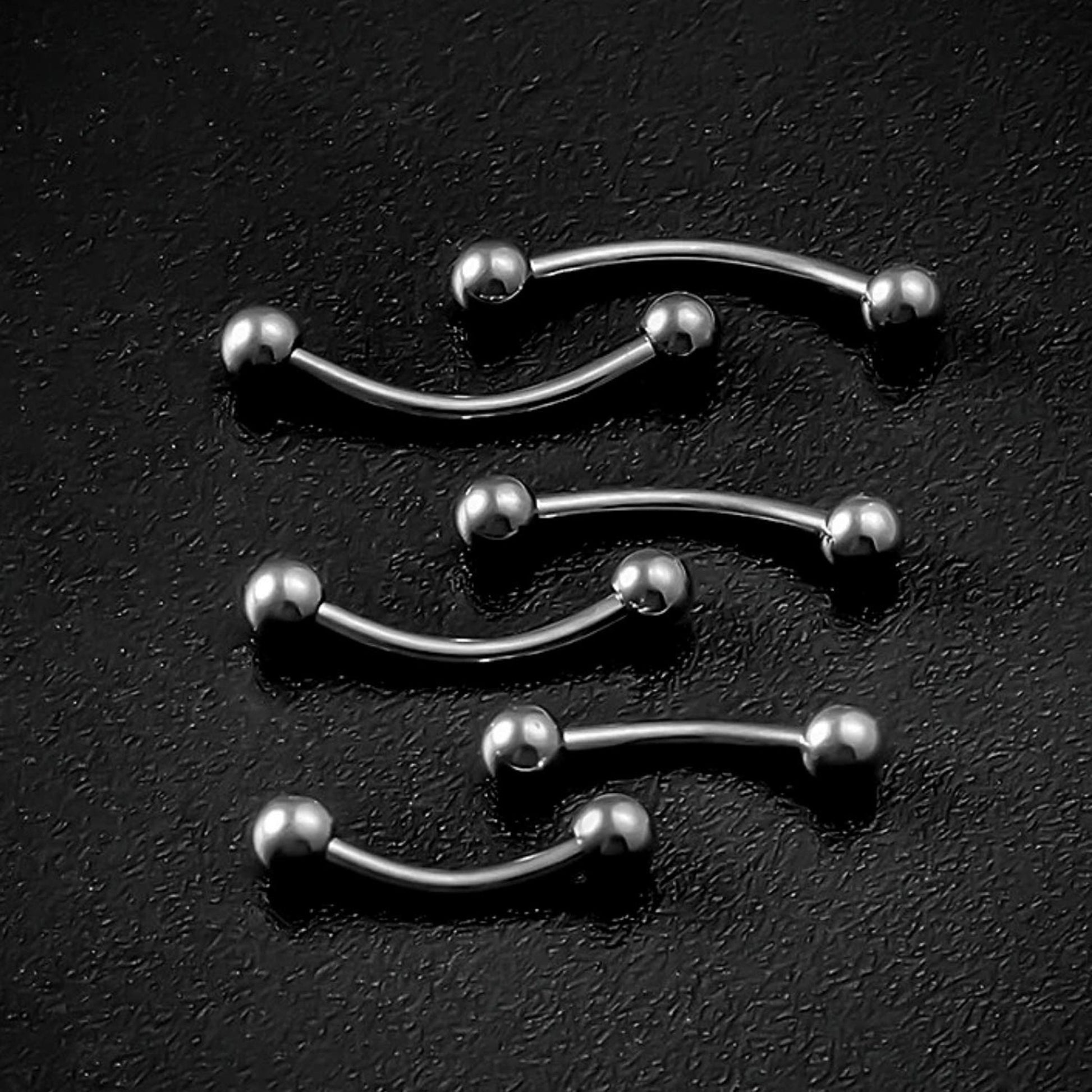 Eyebrow Piercing, Bent Barbell - 2 Pieces Internally Threaded Eyebrow ring - 16G - Piercing for Ear, Belly, Helix Earring Stud ,Daith, Lip