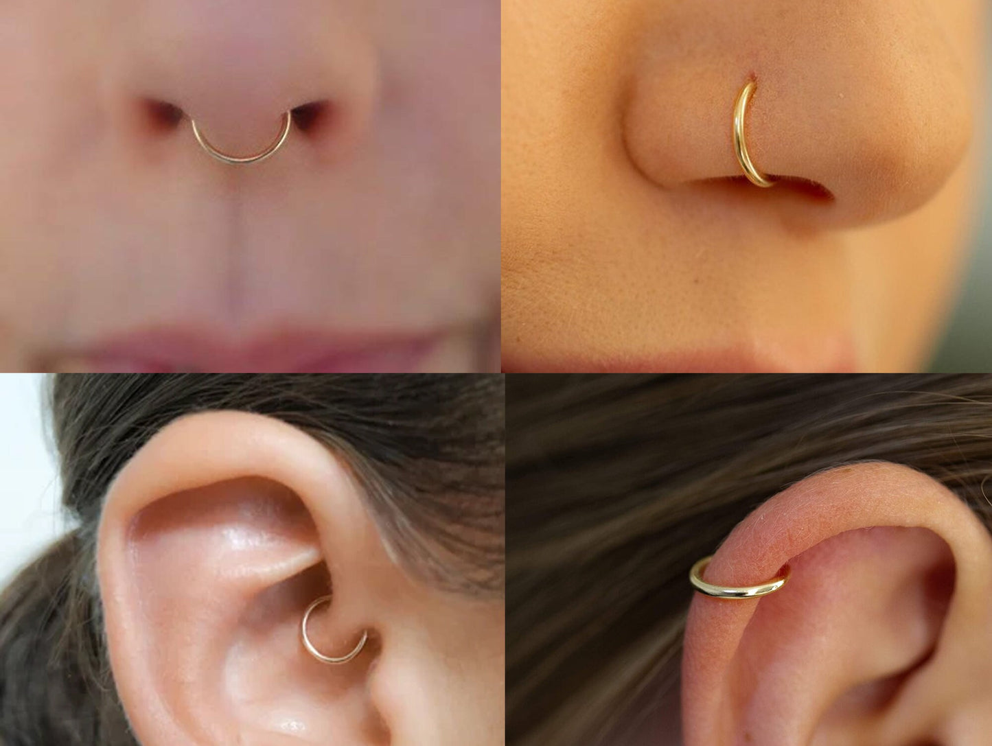 Titanium Nose Ring, Nose Hoop, Rook Ring - Thin Nose Piercing Open Ring 20g, 18g - Septum Ring, Nose Piercing, Dainty Ring, Helix Ring