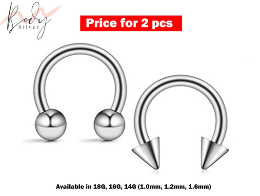 Horseshoe Septum Ring, Cone Circular Barbell - 2 Pieces Ball / Cone Body Piercing - Piercing for Septum Jewelry, Nipple Piercing, Eyebrow