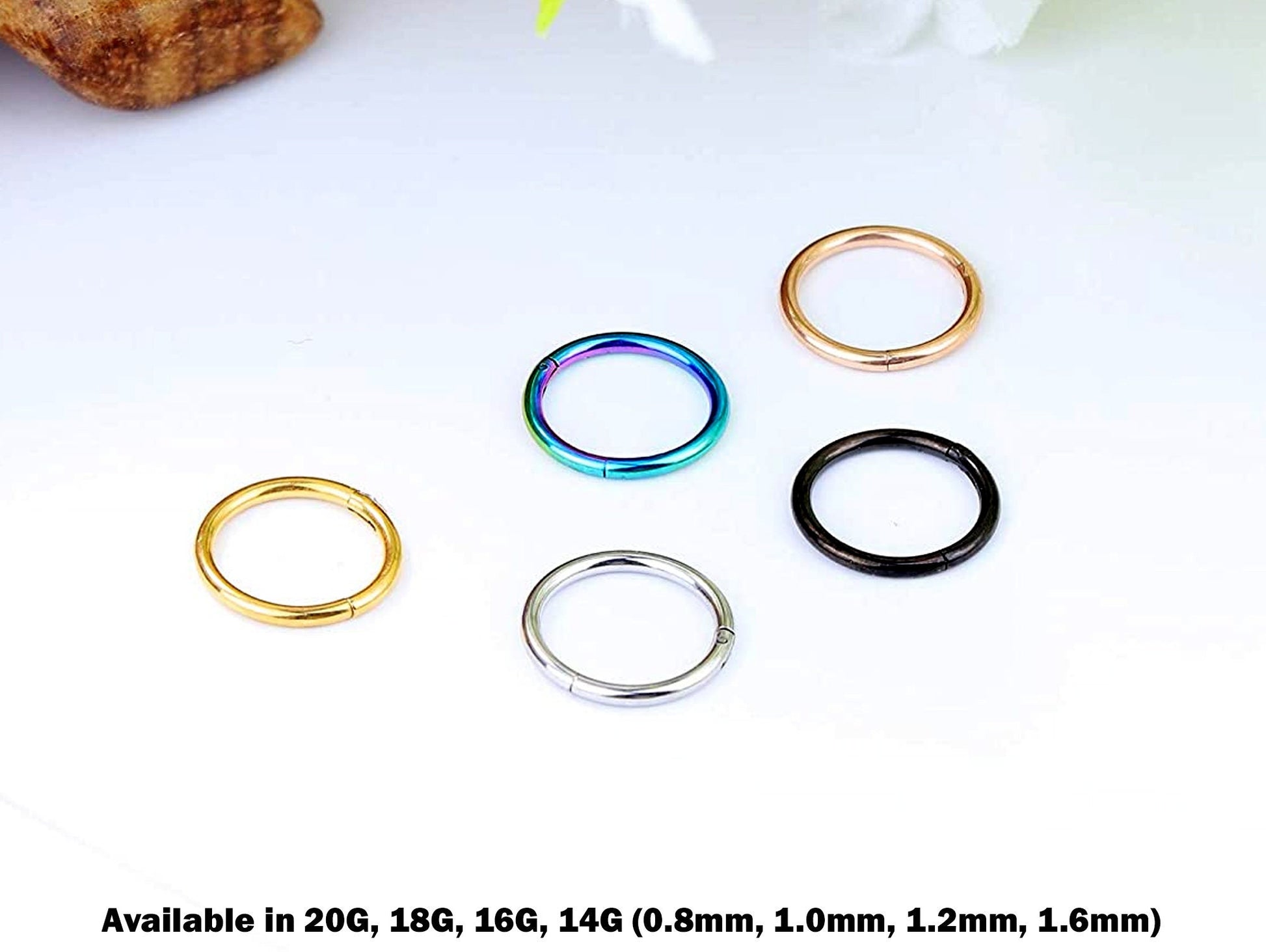 Titanium Clicker Ring / Nose Ring - Color Clicker Cartilage Hoop Body Piercing for Ear Lobe, Tragus, Cartilage, Lip Ring