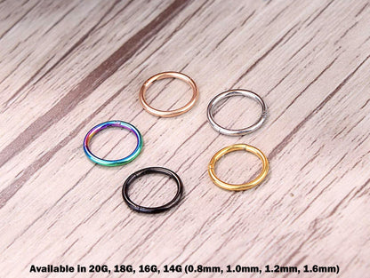 Titanium Clicker Ring / Nose Ring - Color Clicker Cartilage Hoop Body Piercing for Ear Lobe, Tragus, Cartilage, Lip Ring