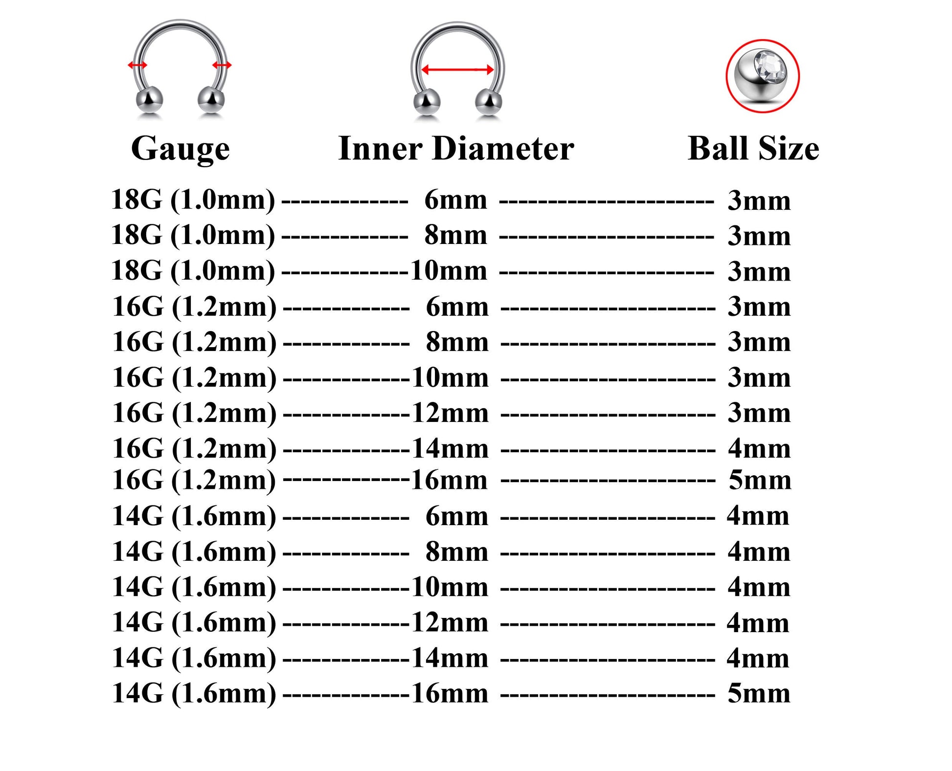 Titanium Circular Barbell, Septum Ring- Nose Ring with Gem Crystal Ball - Horseshoe Piercing for Tragus Helix Eyebrow ,Nipple Ear