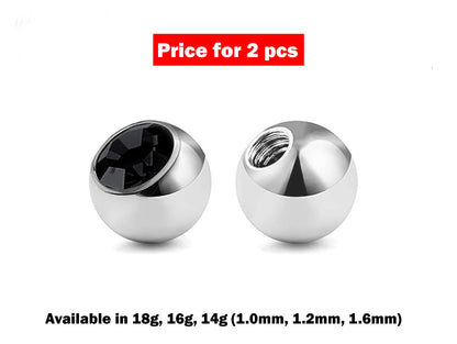 Replacement Piercing Parts Crystal Ball – 2pcs Piercing Gem Ball Loose Part Attachment for Barbell, Labret, Horseshoe Externally Threaded