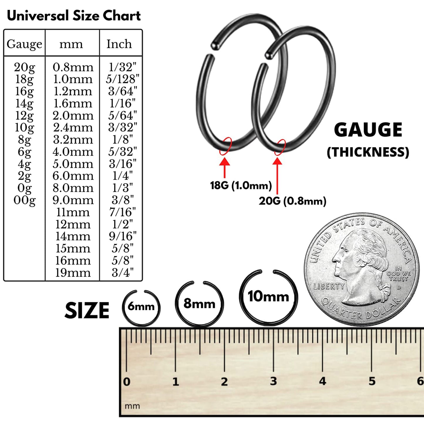 Titanium Nose Ring, Nose Hoop, Rook Ring - Thin Nose Piercing Open Ring 20g, 18g - Septum Ring, Nose Piercing, Dainty Ring, Helix Ring