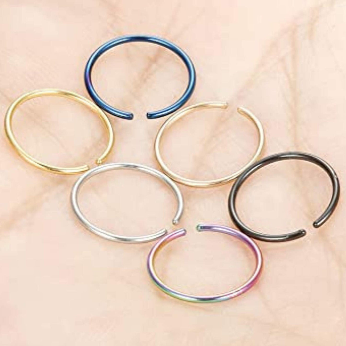 Titanium Nose Ring, Nose Hoop, Rook Ring - Thin Nose Piercing Open Ring 20g, 18g - Septum Ring, Nose Piercing, Dainty Ring, Helix Ring