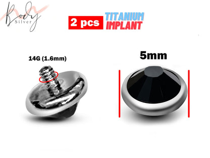 Titanium Dermal Top, Replacement Piercing Parts – 2pcs Dermal Top Crystal Loose Part Attachment for Surface Barbell piercing Implant