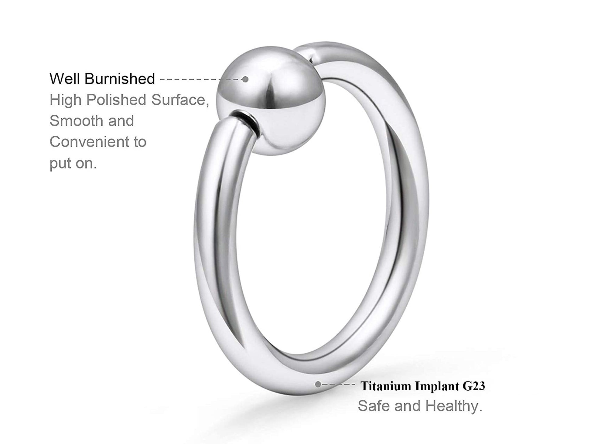 Captive Bead Ring, Septum Ring - 4 Pieces 18G Captive Ring - Size 6, 7, 8, 10mm - Body Piercing for Ear Tragus, Helix Earring Stud