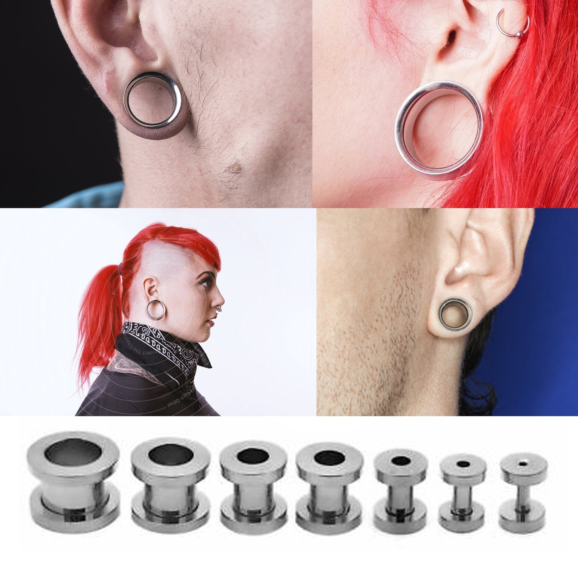 Flesh Plugs, Stretcher Earring - Titanium Steel Plugs Tunnel, Taper with Screw-fit Piercing Jewelry Ear Stretching Ear Lobe