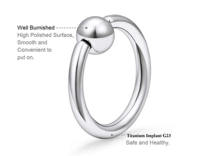 Ball Closure Ring, Septum Ring - 4 Pieces Captive Ring - Size 8, 10, 12, 14mm - Body Piercing for Ear Tragus, Helix Earring Stud